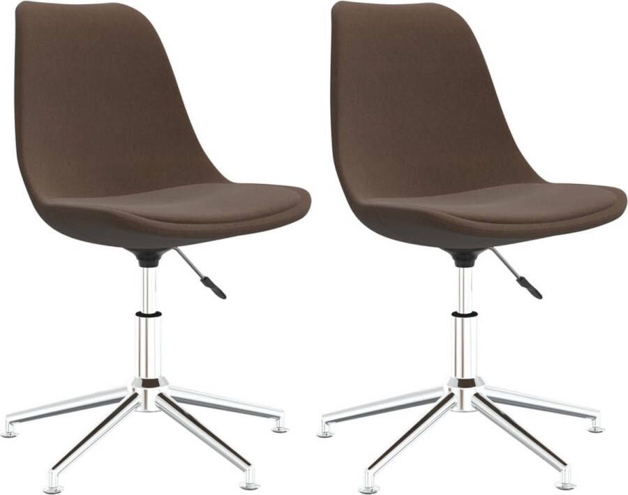 VidaXL -Eetkamerstoelen-draaibaar-2-st-stof-bruin - Foto 3