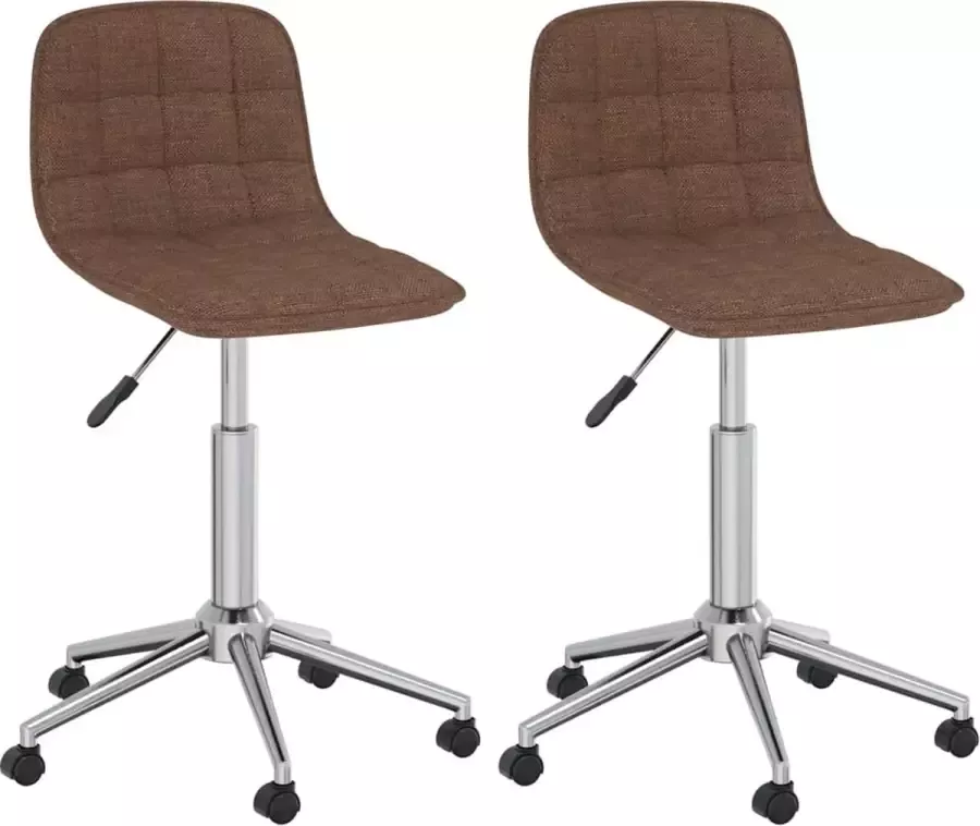 VidaXL -Eetkamerstoelen-draaibaar-2-st-stof-bruin - Foto 3