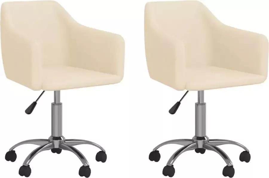 VidaXL -Eetkamerstoelen-2-st-draaibaar-stof-crèmekleurig - Foto 4