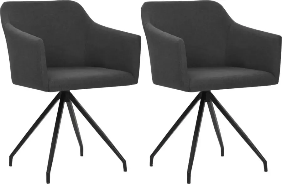 VidaXL Eetkamerstoelen draaibaar 2 st stof donkergrijs