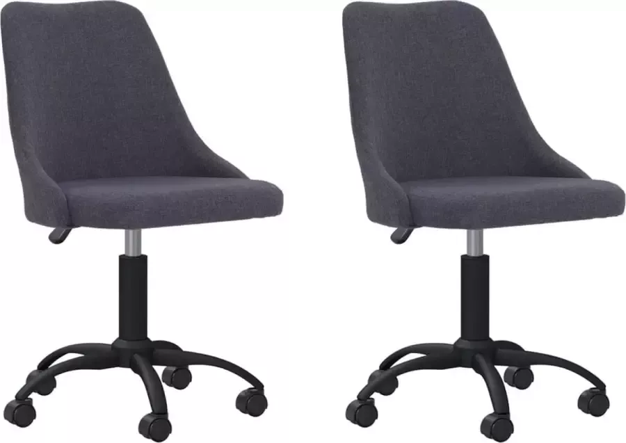 VidaXL -Eetkamerstoelen-draaibaar-2-st-stof-donkergrijs - Foto 2