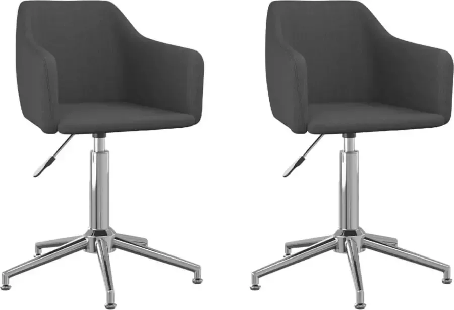 VidaXL -Eetkamerstoelen-draaibaar-2-st-stof-donkergrijs - Foto 2