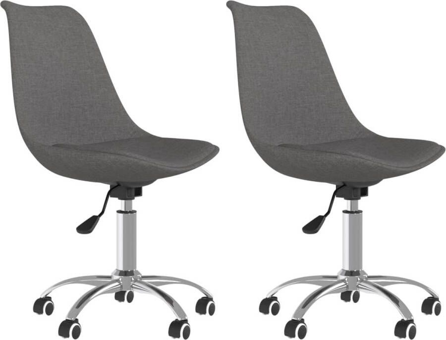 VidaXL -Eetkamerstoelen-draaibaar-2-st-stof-donkergrijs - Foto 4