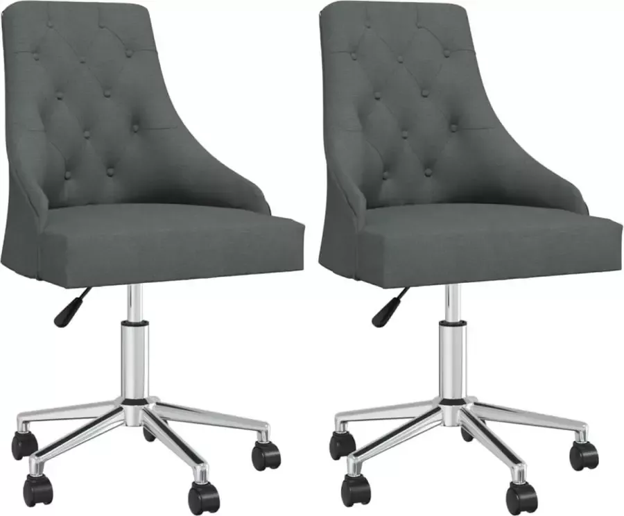 VidaXL -Eetkamerstoelen-draaibaar-2-st-stof-donkergrijs - Foto 2