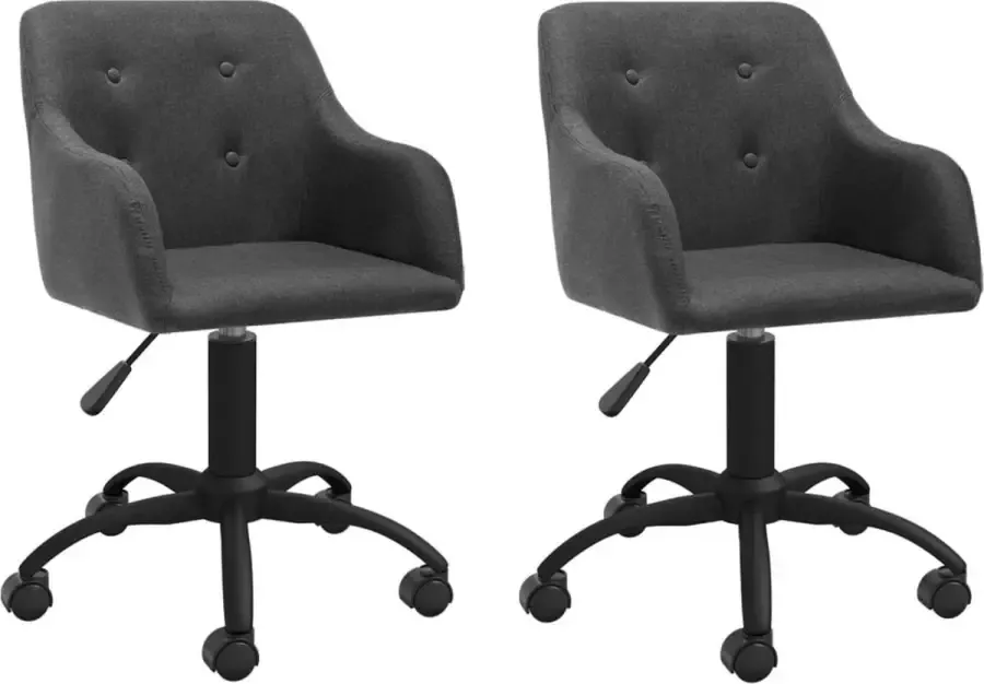 VidaXL Eetkamerstoelen draaibaar 2 st stof donkergrijs - Foto 1