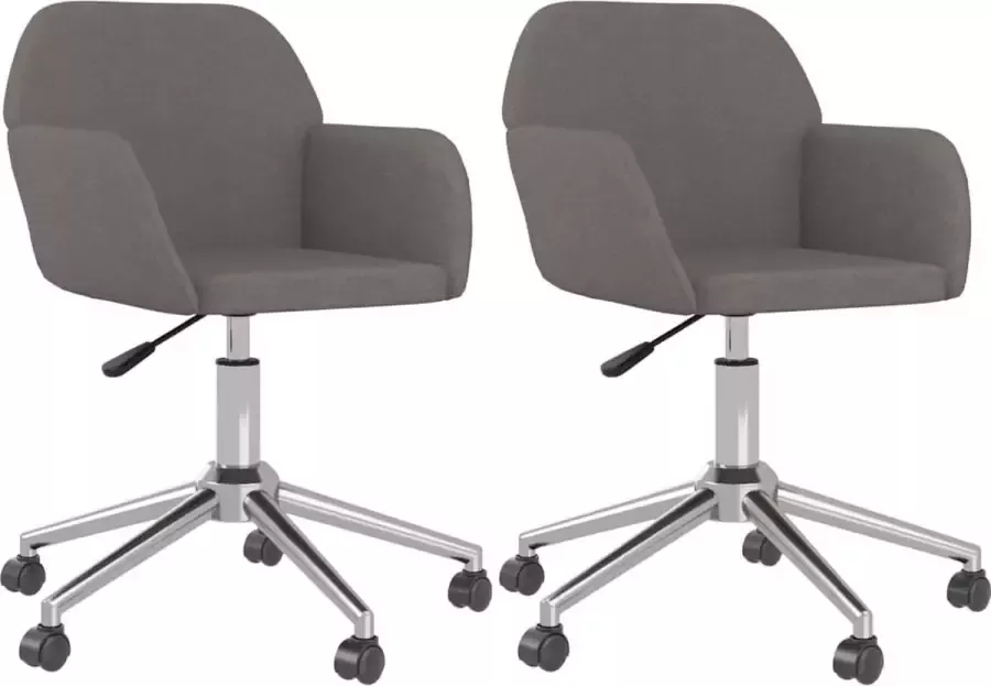 VidaXL -Eetkamerstoelen-draaibaar-2-st-stof-donkergrijs - Foto 2