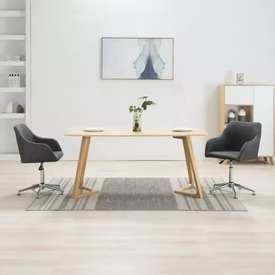 VidaXL -Eetkamerstoelen-draaibaar-2-st-stof-donkergrijs - Foto 3
