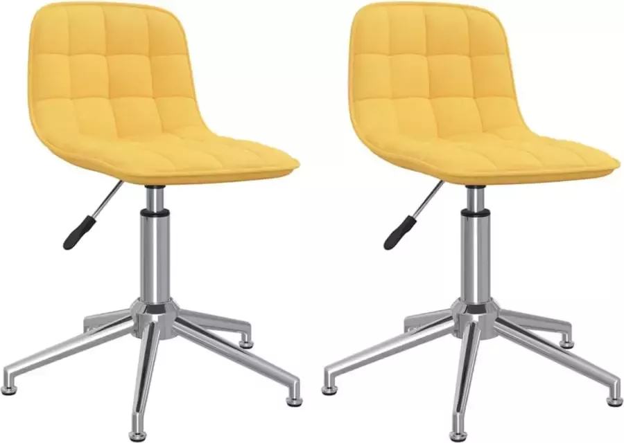 VidaXL -Eetkamerstoelen-draaibaar-2-st-stof-geel - Foto 2