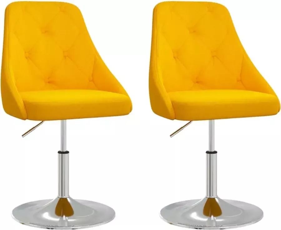 VidaXL Eetkamerstoelen draaibaar 2 st stof geel - Foto 3
