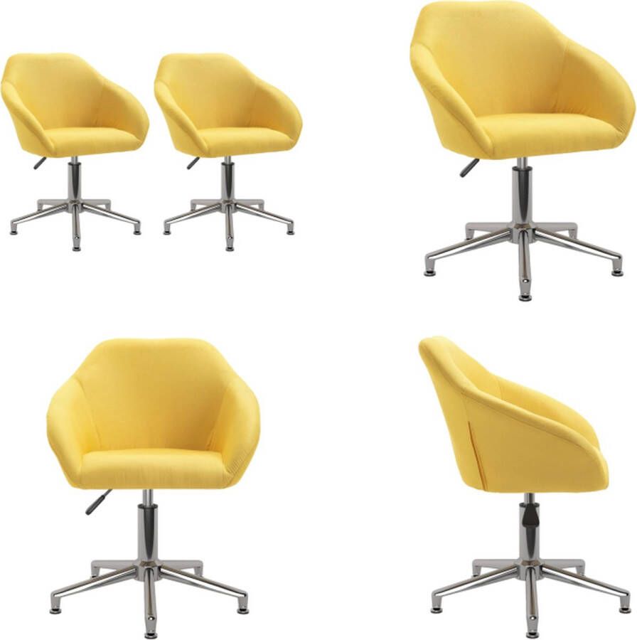 VidaXL Eetkamerstoelen draaibaar 2 st stof geel Eetkamerstoel Eetkamerstoelen Keukenstoelen Keukenstoel