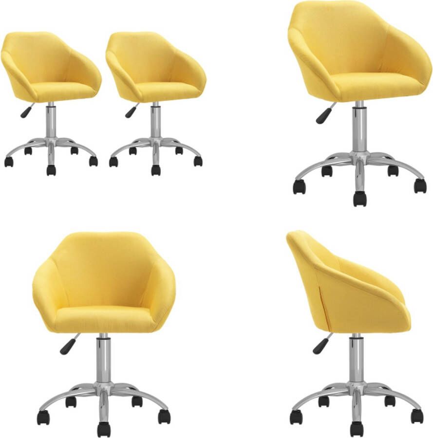 VidaXL Eetkamerstoelen draaibaar 2 st stof geel Eetkamerstoel Eetkamerstoelen Keukenstoelen Keukenstoel