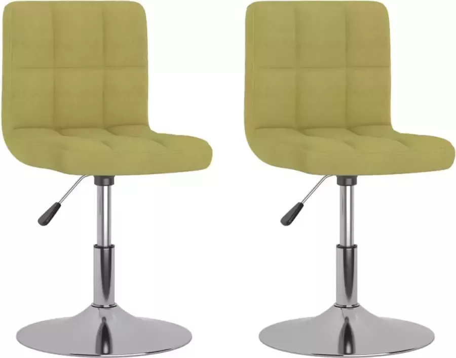 VidaXL Eetkamerstoelen draaibaar 2 st stof groen - Foto 3