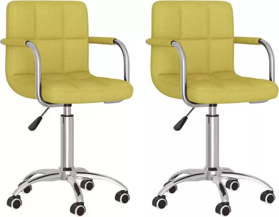VidaXL Eetkamerstoelen draaibaar 2 st stof groen - Foto 2