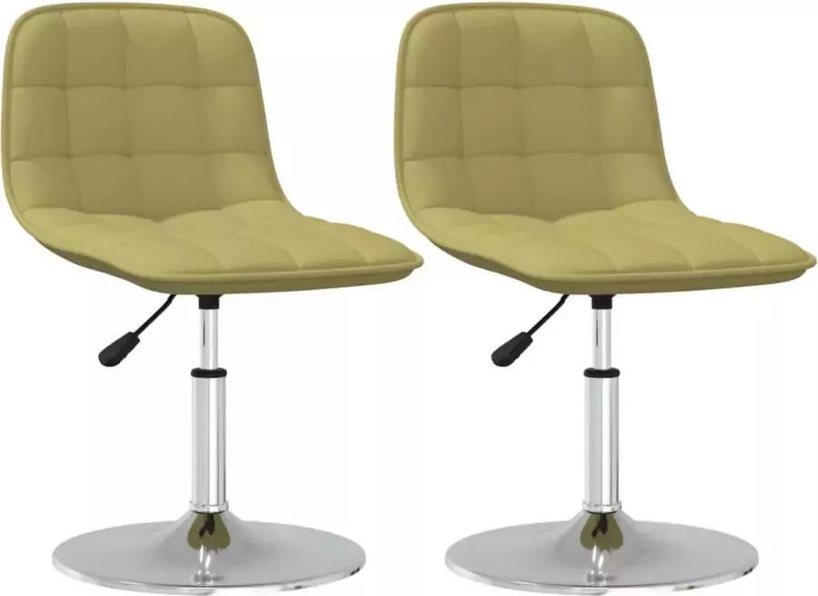 VidaXL Eetkamerstoelen draaibaar 2 st stof groen