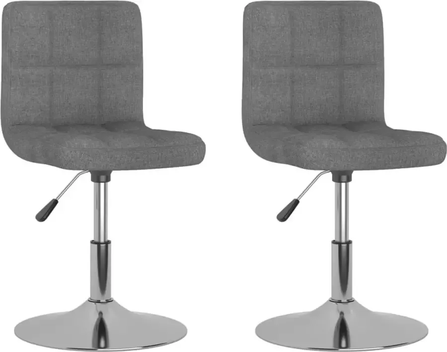 VidaXL -Eetkamerstoelen-draaibaar-2-st-stof-lichtgrijs - Foto 2
