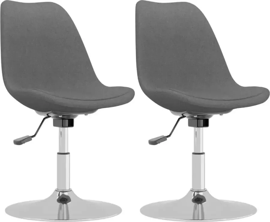 VidaXL -Eetkamerstoelen-draaibaar-2-st-stof-lichtgrijs - Foto 3