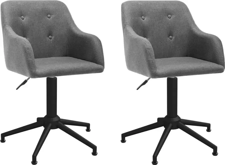 VidaXL -Eetkamerstoelen-draaibaar-2-st-stof-lichtgrijs - Foto 2