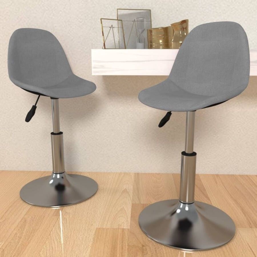 VidaXL Eetkamerstoelen draaibaar 2 st stof lichtgrijs - Foto 2