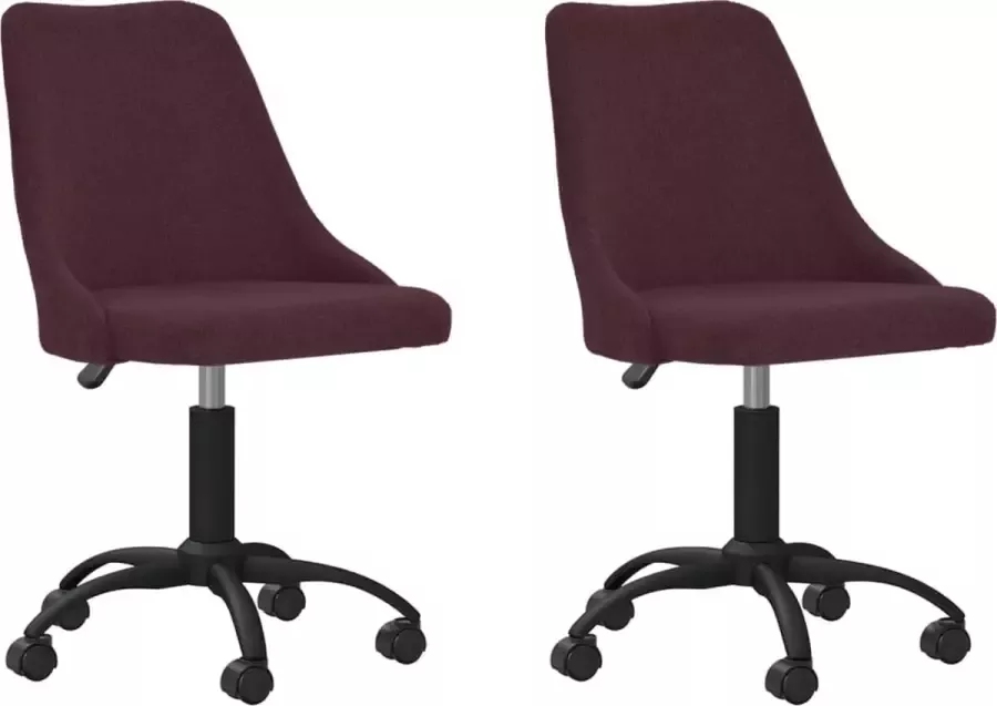 VIDAXL Eetkamerstoelen draaibaar 2 st stof paars - Foto 2