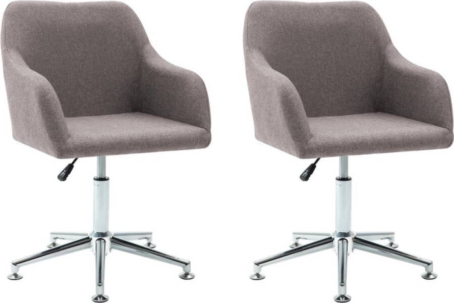 VidaXL -Eetkamerstoelen-draaibaar-2-st-stof-taupe - Foto 1