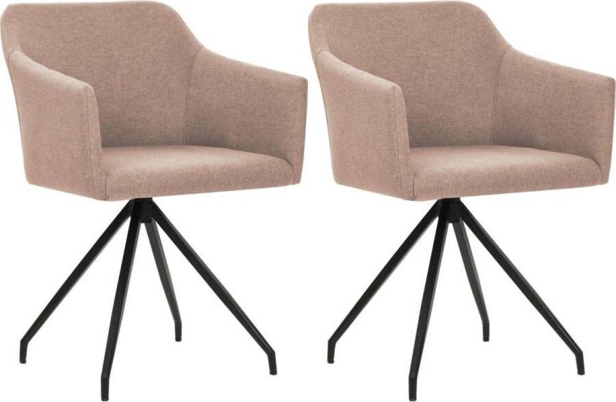 VidaXL -Eetkamerstoelen-draaibaar-2-st-stof-taupe - Foto 3