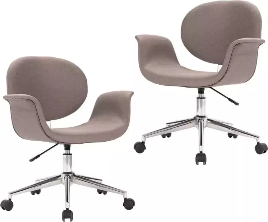 VidaXL -Eetkamerstoelen-draaibaar-2-st-stof-taupe - Foto 3