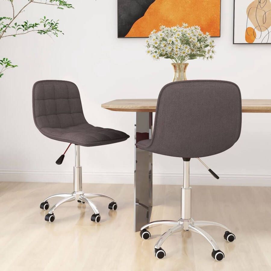 VidaXL -Eetkamerstoelen-draaibaar-2-st-stof-taupe