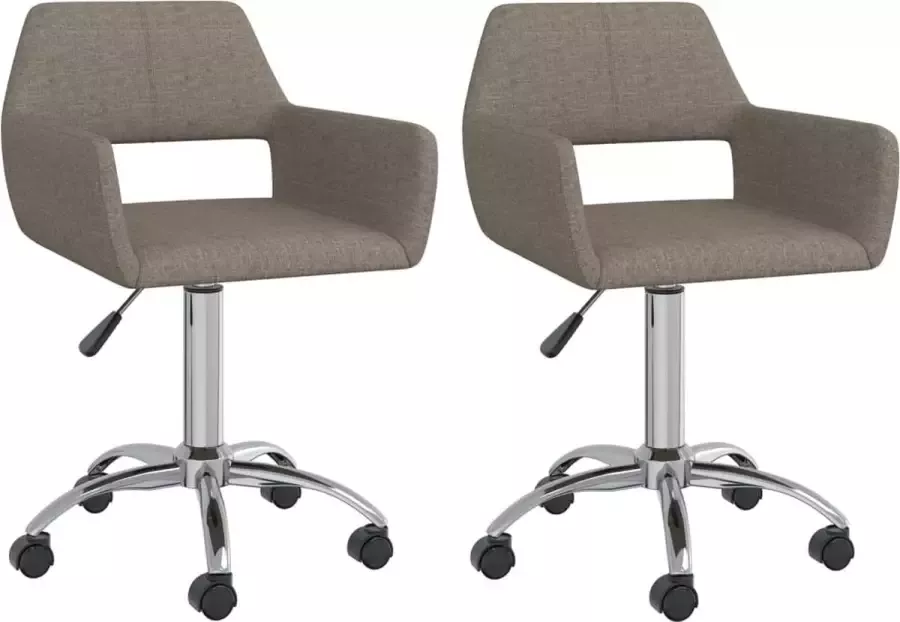 VidaXL -Eetkamerstoelen-draaibaar-2-st-stof-taupe