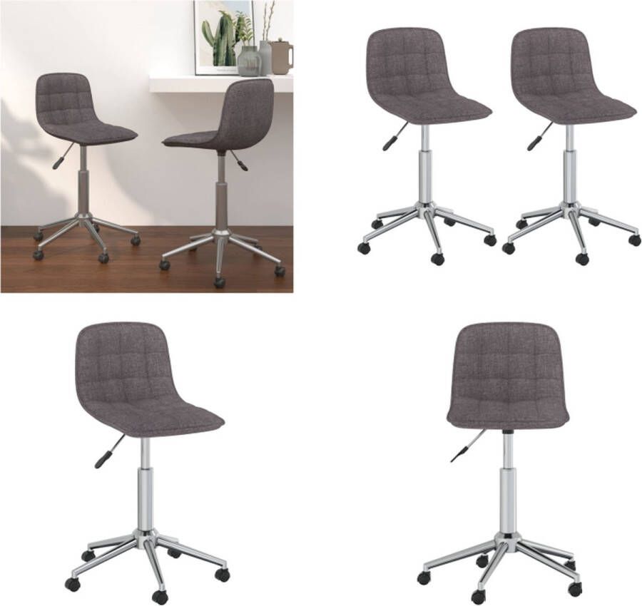 VidaXL Eetkamerstoelen draaibaar 2 st stof taupe Draaibare Eetkamerstoel Draaibare Eetkamerstoelen Eetkamerstoel Eetkamerstoelen