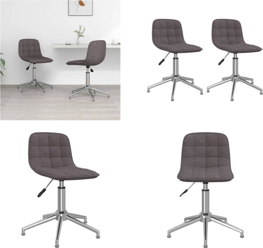VidaXL Eetkamerstoelen draaibaar 2 st stof taupe Draaibare Eetkamerstoel Draaibare Eetkamerstoelen Eetkamerstoel Eetkamerstoelen