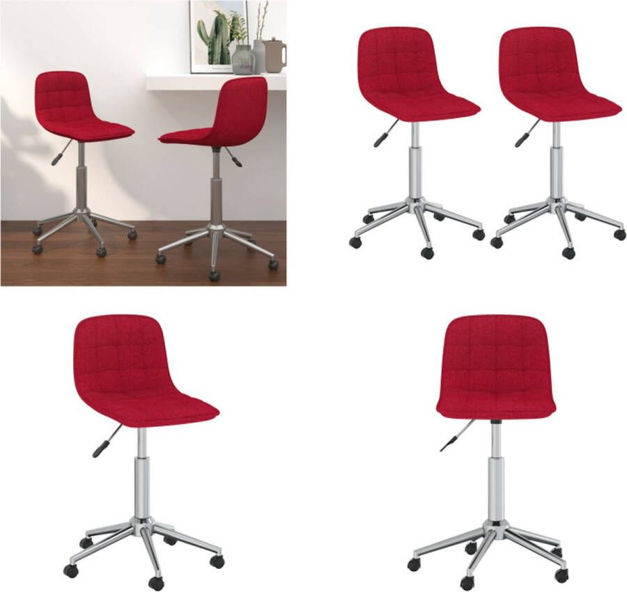 VidaXL Eetkamerstoelen draaibaar 2 st stof wijnrood Draaibare Eetkamerstoel Draaibare Eetkamerstoelen Eetkamerstoel Eetkamerstoelen