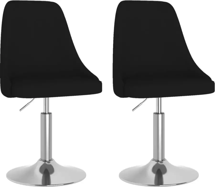 VidaXL Eetkamerstoelen draaibaar 2 st stof zwart - Foto 3