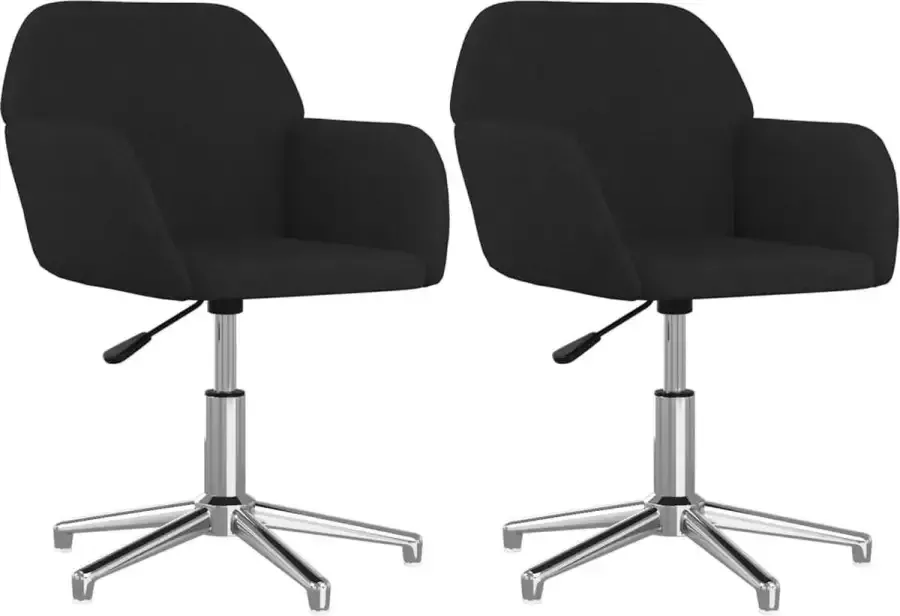VidaXL -Eetkamerstoelen-draaibaar-2-st-stof-zwart - Foto 6