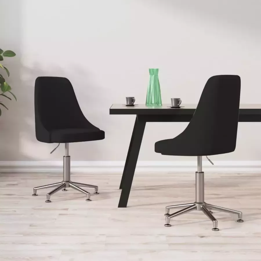 VidaXL Eetkamerstoelen draaibaar 2 st stof zwart - Foto 2