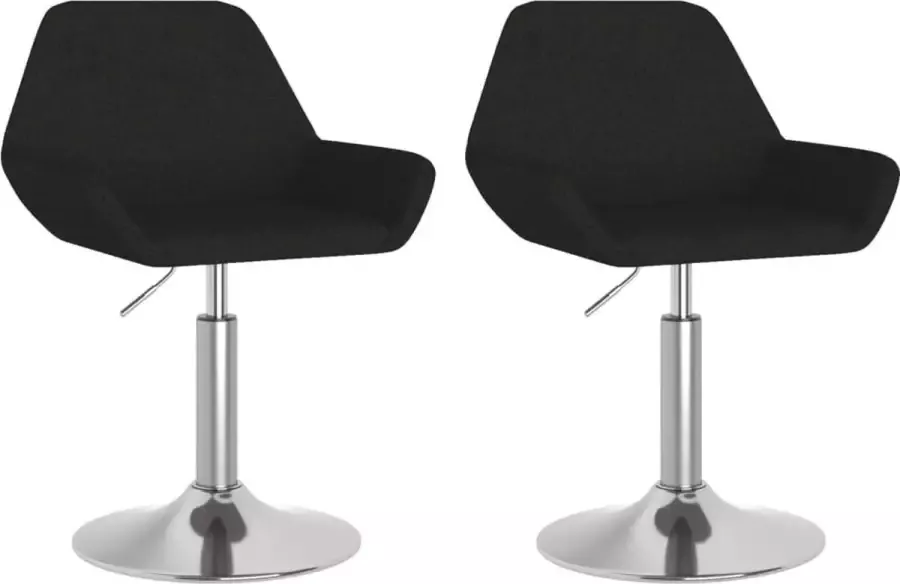 VidaXL Eetkamerstoelen draaibaar 2 st stof zwart - Foto 3