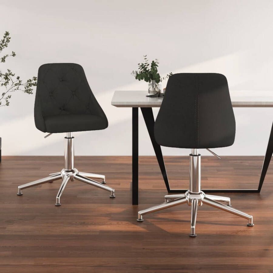 VidaXL -Eetkamerstoelen-draaibaar-2-st-stof-zwart - Foto 5