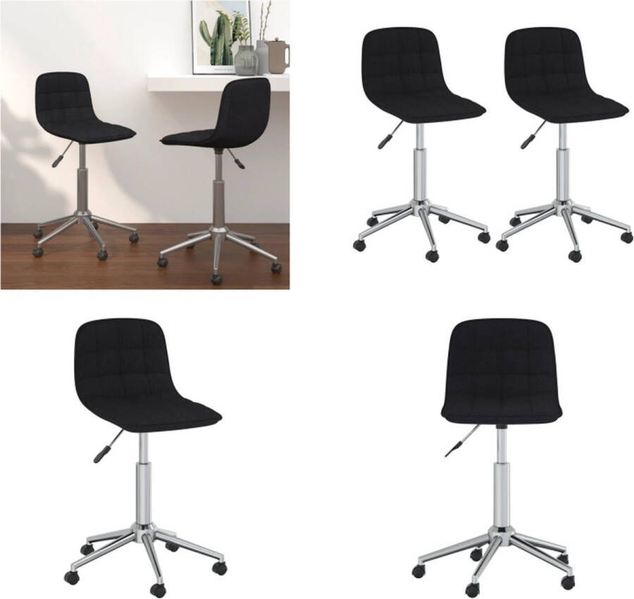 VidaXL Eetkamerstoelen draaibaar 2 st stof zwart Draaibare Eetkamerstoel Draaibare Eetkamerstoelen Eetkamerstoel Eetkamerstoelen