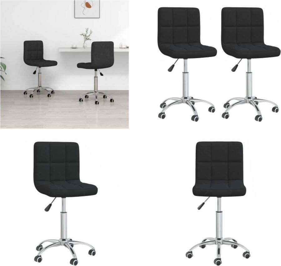 VidaXL Eetkamerstoelen draaibaar 2 st stof zwart Eetkamerstoel Eetkamerstoelen Keukenstoelen Keukenstoel