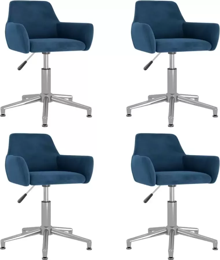 VidaXL Eetkamerstoelen Draaibaar 4 St Fluweel Blauw - Foto 2