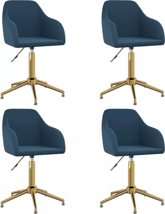 VIDAXL Eetkamerstoelen draaibaar 4 st fluweel blauw - Foto 1