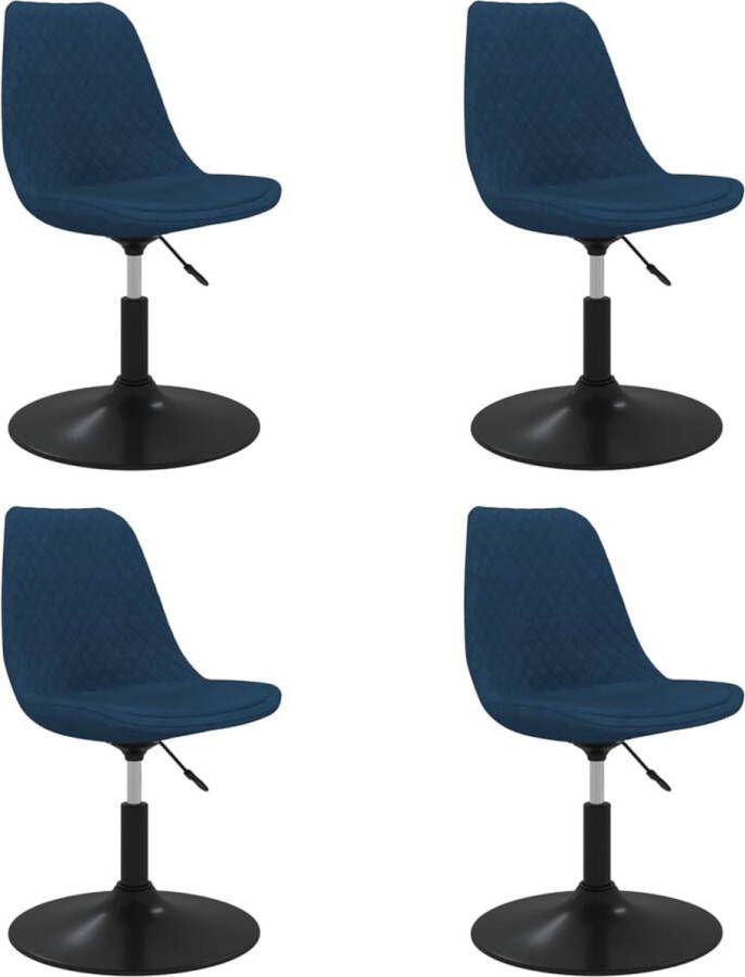 VidaXL -Eetkamerstoelen-draaibaar-4-st-fluweel-blauw