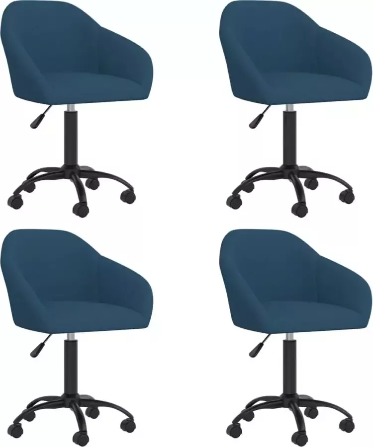 VIDAXL Eetkamerstoelen draaibaar 4 st fluweel blauw - Foto 2