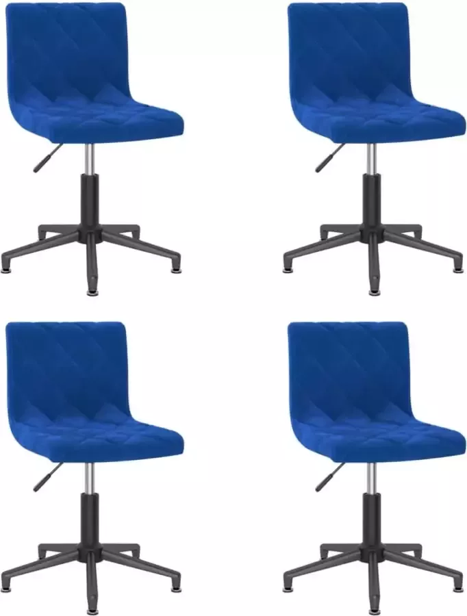 VIDAXL Eetkamerstoelen draaibaar 4 st fluweel blauw - Foto 2