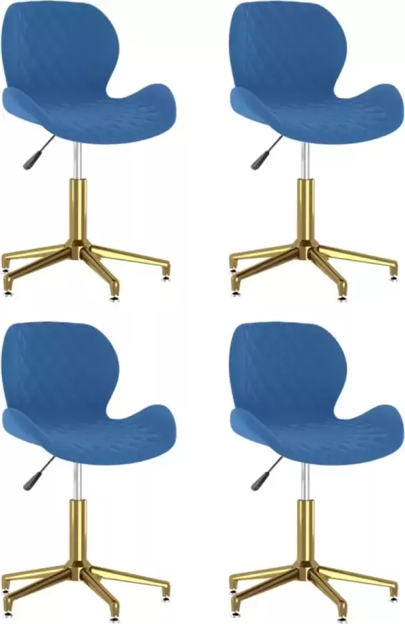 VIDAXL Eetkamerstoelen draaibaar 4 st fluweel blauw