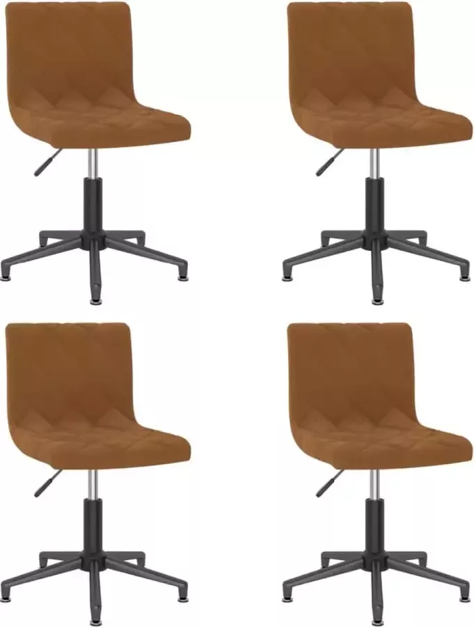 VidaXL Eetkamerstoelen draaibaar 4 st fluweel bruin - Foto 2