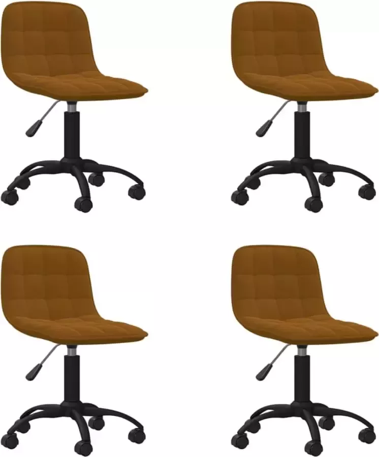 VidaXL Eetkamerstoelen draaibaar 4 st fluweel bruin - Foto 2