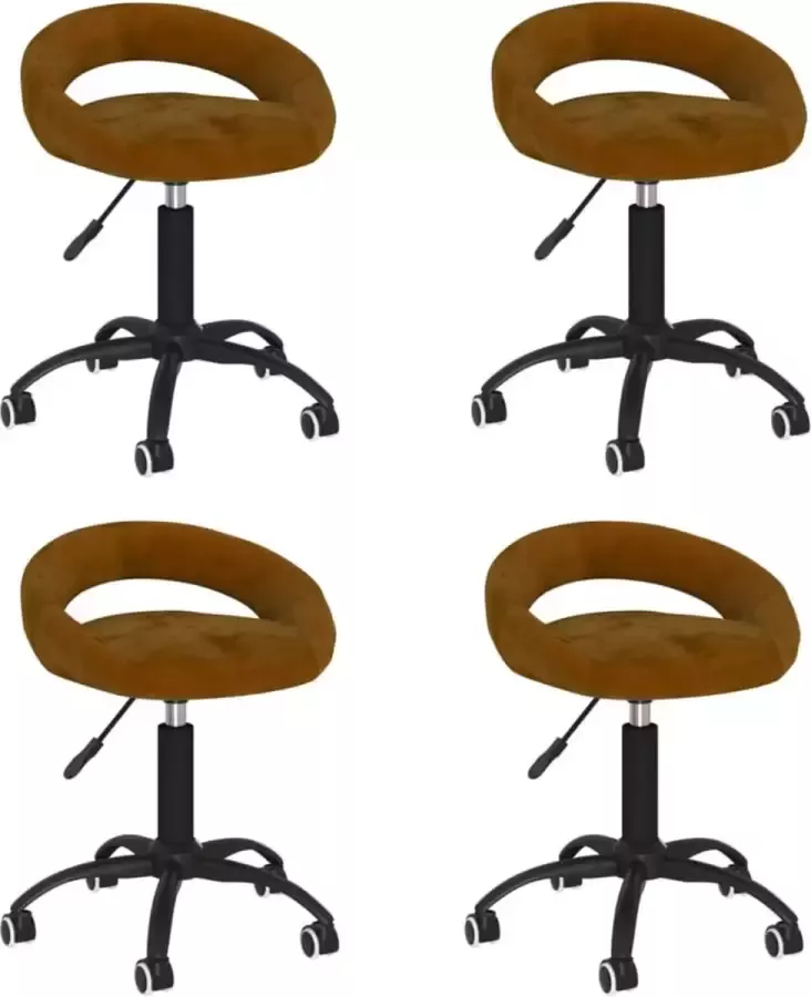 VidaXL Eetkamerstoelen draaibaar 4 st fluweel bruin - Foto 1