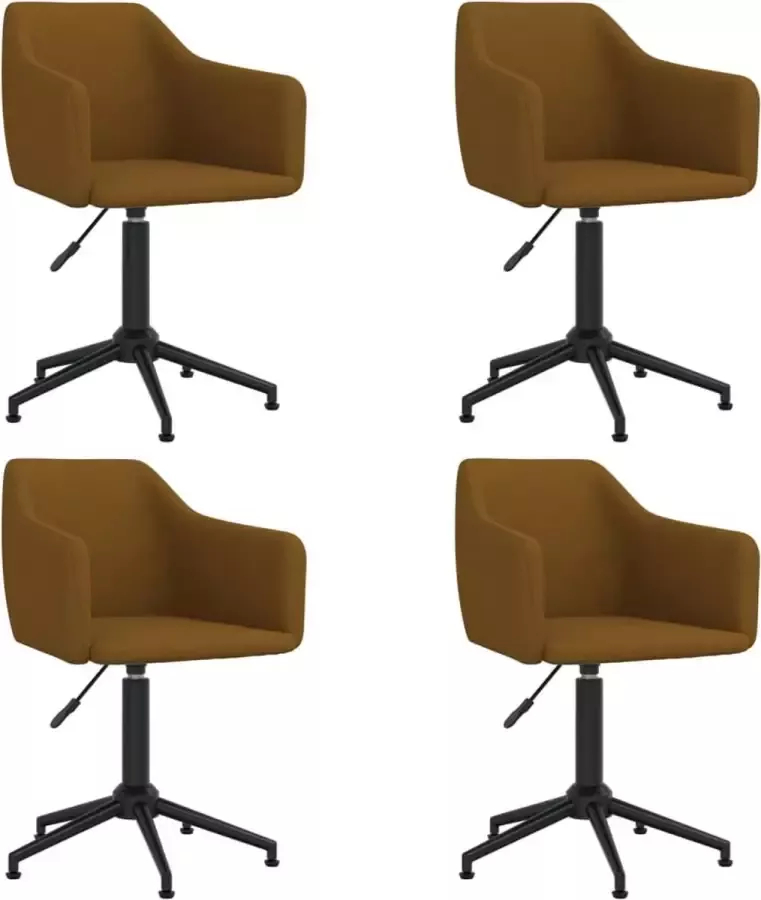 VidaXL -Eetkamerstoelen-draaibaar-4-st-fluweel-bruin - Foto 2