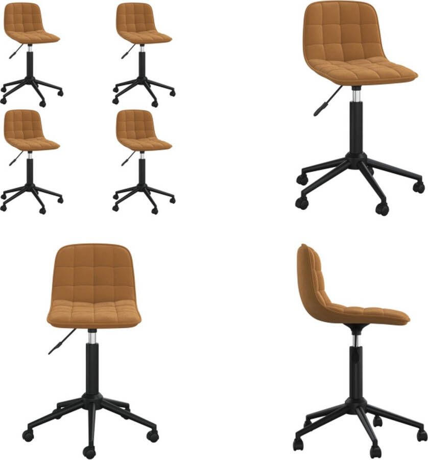 VidaXL Eetkamerstoelen draaibaar 4 st fluweel bruin Draaibare Eetkamerstoel Draaibare Eetkamerstoelen Eetkamerstoel Eetkamerstoelen