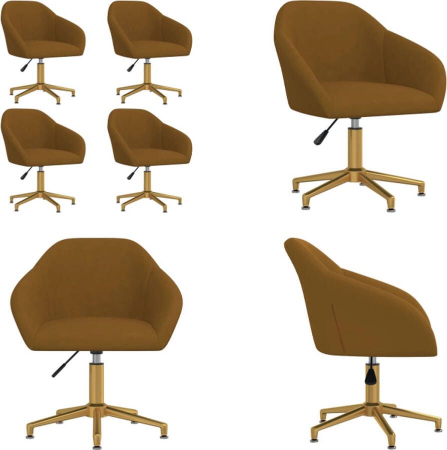 VidaXL Eetkamerstoelen draaibaar 4 st fluweel bruin Eetkamerstoel Eetkamerstoelen Keukenstoelen Keukenstoel